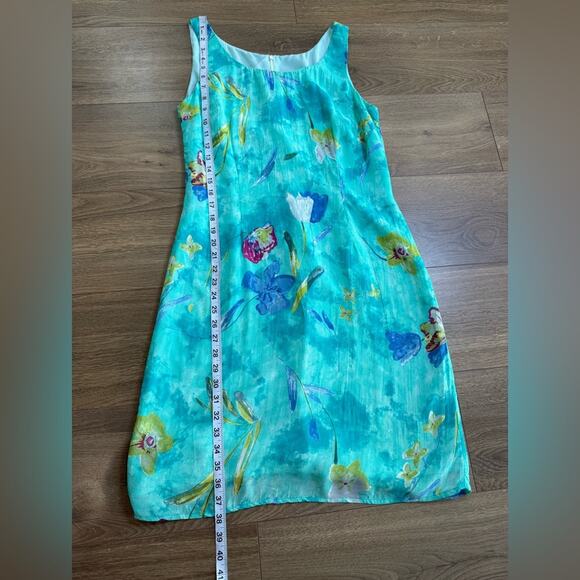 Vintage 90’s Carol Anderson Floral Tulip Print Sleeveless Tank Dress Blue Sz 8 - Picture 8 of 9